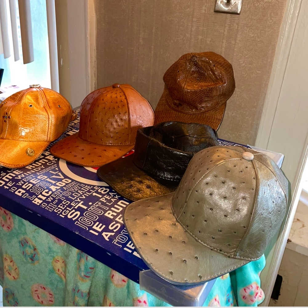 Bundle of  4 Ostrich skin Cap , Medium SZ/adjustable